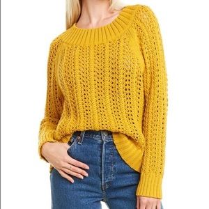 NWT J.Crew Pointelle Knit Sweater Yellow Gold Size Small